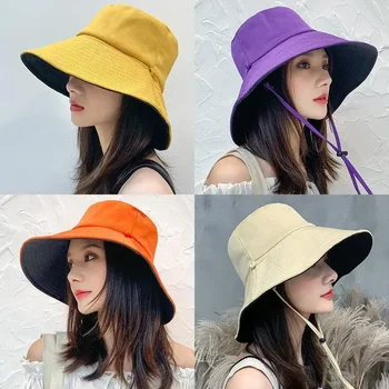 Katlanabilir Kova Şapka Yaz güneş şapkası Kadınlar Kızlar için Vizör Balıkçı Kap Anti-UV Geniş Ağız Güneş Koruyucu Şapka Kapaklar