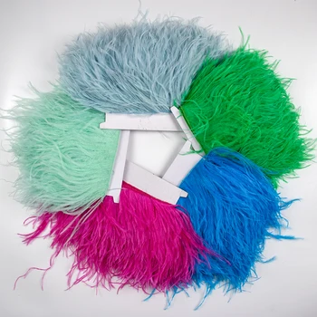 1 Yard Doğal Devekuşu Tüyler Düzeltir 8-22 cm için Renkli 1Ply Kabarık Plumas DIY Dikiş Şerit Parti Elbise Giyim Düğün Dekor