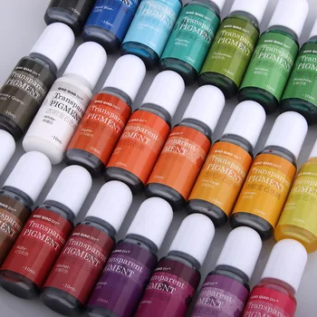 24 Renkler Kristal reçine pigmentleri Sıvı Boya UV Epoksi reçine pigmentleri DIY El Sanatları Sıvı Mücevher Yağlı Renklendirici Alkol Mürekkep Reçine Kalıp