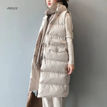 Sonbahar Kış Pamuk Yelek Kadın Bayanlar Rahat Yelek Kadın Kolsuz Uzun Yelek Ceket Slim Fit Sıcak Kirpi Ceket