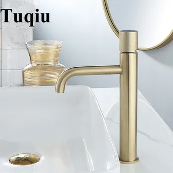 Gül Altın Havza Musluk Modern Banyo lavabo bataryası Dokunun Pirinç lavabo Musluk Tek Kolu Tek Delik Vinç Banyo İçin