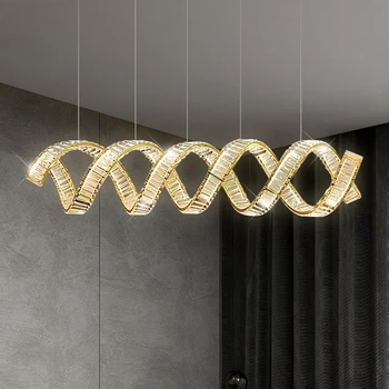 Yeni restoran lamba yüksek dereceli atmosfer ışığı lüks kristal avize modern basit yaratıcı tasarımcı bar bar şerit lambaları
