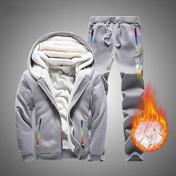 2020 Hoodie Takım Elbise Gökkuşağı Erkek Eşofman Kış erkek Setleri Sıcak Hoodie + Pantolon Spor Rahat erkek eşofman 2 Parça Set Kıyafetler