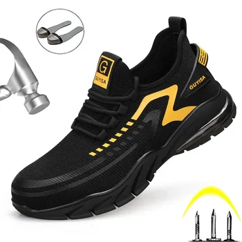 Ayakkabı Erkekler Çelik Burunlu Botlar Yıkılmaz Delinmez iş ayakkabısı Hafif nefes alabilen inşaat Sneakers Erkekler için