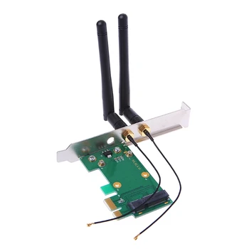 Kablosuz Wifi Ağ Kartı Mini PCI-E PCI-E 1X Masaüstü Adaptörü + 2 Antenler