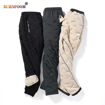 Kış Lambswool Sıcak Kalınlaşmak Sweatpants Erkekler Moda Joggers Su Geçirmez Rahat pantolon Erkekler Marka Artı Polar Artı Boyutu Pantolon