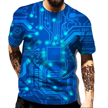 PLstar Cosmos Elektronik çip Hip Hop tshirt Erkek / kadın 3d makinesi baskı t-shirt Yaz kısa kollu tee Üst Harajuku Punk Tarzı