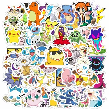 Pokemon Karikatür Çıkartmalar Anime Pikachu Bulbasaur Charmander Squirtle Çeşitli Stilleri Sevimli Koleksiyonu Serisi Dekoratif Kağıt Hediye