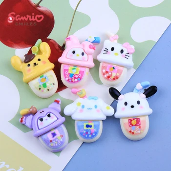 10 Adet Kawaii DIY Aksesuarları Hello Kittys Sanrio Cinnamoroll Benim Melodi Pochacco Kuromi Anime Sevimli telefon kılıfı Dekorasyon Hediyeler