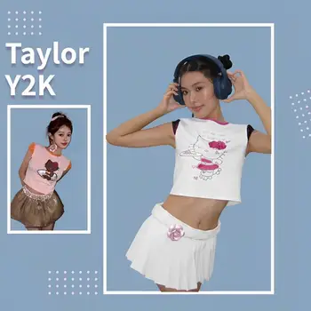 2023 Kawaii Hello Kitty Kısa Kollu Sanrio Y2K Baharatlı Kız Retro Elmas Yuvarlak Boyun T-Shirt Anime Moda Baskı Üst Arkadaş Hediye