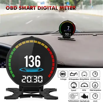 Araba OBD2 HUD HEAD-Up Ekran Hız Göstergesi Aşırı Hız Uyarı Yağ Su Sıcaklığı Göstergesi Dijital OBD2 Teşhis Uyarı Sistemi