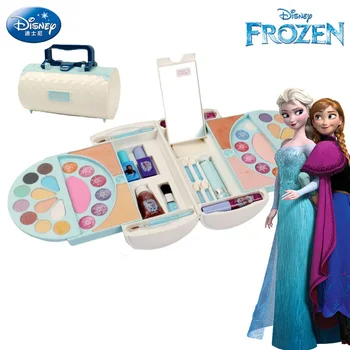 Disney kız Prenses dondurulmuş elsa anna gerçek bavul Makyaj seti orijinal kutusu ile Karikatür Güzellik Moda Oyuncak Pretend