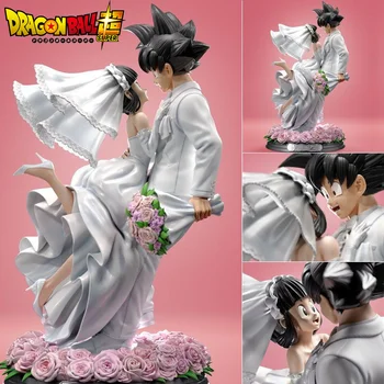Yenı 31 cm dragon topu Z Aksiyon Figürü Son Goku ve Chichi Düğün Ver Mükemmel Şekil Anime Modeli Heykeli Oyuncak Koleksiyon Hediye