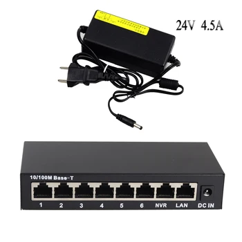 108W POE Anahtarı Ağ Ethernet HUB 8 Port IP Kamera kablosuz erişim noktası Yönlendirici Splitter CCTV switcher 10 / 100Mbps 24V Güç