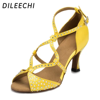 DILEECHI Altın elmas kadın Latin oryantal dans ayakkabıları dans ayakkabıları özelleştirmek