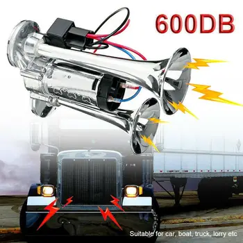 2022 araç hoparlörleri 600DB 12V Çift Trompet Süper Yüksek Sesle Araba Elektrikli Korna Kamyon Tekne Tren Hoparlör Motosiklet Araba Tekne araç