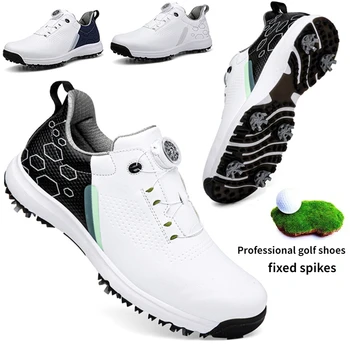 artı boyutu 36-47 Profesyonel golf ayakkabıları Erkek kadın Hakiki Deri erkek Sneakers Tırnak taban Rahat Açık Yürüyüş Footwears