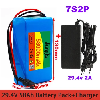 Batterie lithium-ion 7S2P 29.4V 30000mah équipée d'un BMS 20a équilibré pour vélo électrique scooter + chargeur