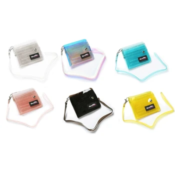 Kart Tutucu Şeffaf Cüzdan Şeffaf Çanta Glitter PVC kart çantası Kadınlar için Boyun Kordon Kılıfları Nakit Para Kartpostallar E74B