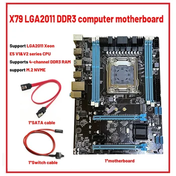X79-288 PC anakart Anahtarı Hattı + SATA Kablosu LGA2011 E5 V1 / V2 4XDDR3 REG ECC RAM Yuvası M. 2 NVME SATA3. 0 Anakart