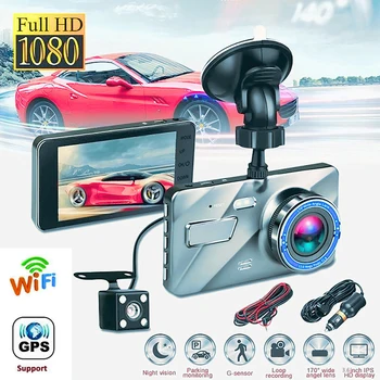 Araba dvr'ı WiFi 4.0 Full HD 1080P Çizgi Kam Dikiz araç kamerası Ayna Video Kaydedici Gece Görüş Kara Kutu Dashcam Otomatik GPS