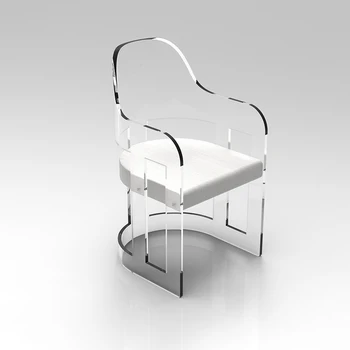 Yeni Varış Benzersiz Tasarlanmış Modern Yeni Tasarım Lüks Şeffaf Akrilik Yemek Sandalyesi Akrilik Sandalye kolluklu sandalye