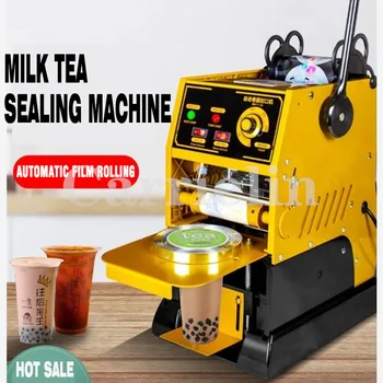 Süt Çay Yapıştırma Makinesi Ticari Süt Çay Dükkanı Yarı Otomatik İçecek Soya Sütü Manuel Basınç Tipi Kabarcık çay bardağı Mühürleyen