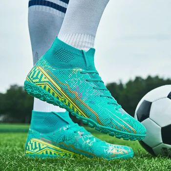 Kaliteli Futsal kaymaz futbol ayakkabıları Toptan Messi futbol kramponları Sociaty Chuteira Campo Cleats Eğitim Ayakkabı Kadın TF / AG