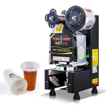 70mm / 75mm/88mm/90mm / 95mm Otomatik Plastik Bardak Yapıştırma Makinesi 110V 220V boba çayı Dolgu Ve Mühürleyen Kabarcık Çay Ekipmanları