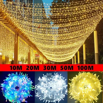 10 m 20 m 30 m 50 m 100 m peri ışıkları su geçirmez fiş ışıkları LED dize ışıkları pırıltı yıldız lamba boncuk noel partisi dekorasyon