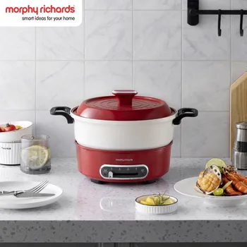 Morphy Richards 3L çoklu pişirici Ayrılabilir Elektrikli Tava 2-4 Kişi Ev yapışmaz tencere 1400W Isıtma 3 Dişliler Ayarlanabilir