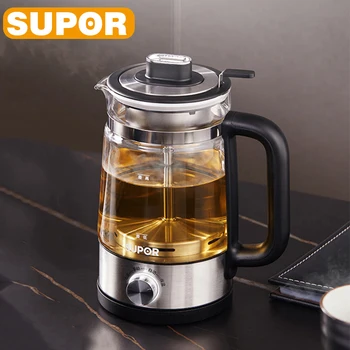 SUPOR ev elektrikli su ısıtıcısı 1L kapasiteli cam çaydanlık sprey tipi çay pişirme paslanmaz çelik Mini Çiçek demlik