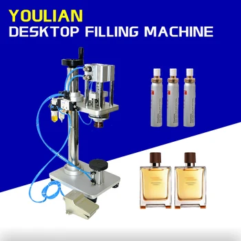 YL - Z Yarı Otomatik Masa Üstü Pnömatik ağız spreyi Kapatma Makinesi Parfüm Şişesi Yaka Presleme Sıkma Makinesi