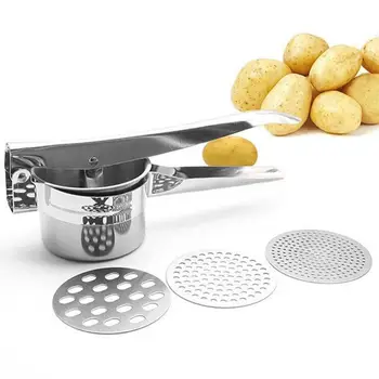 Patates Ricer Paslanmaz Çelik Patates Ricer 3 Değiştirilebilir Diskler Mash Patates Ezici Paslanmaz Çelik Patates Ezici Mutfak Aracı
