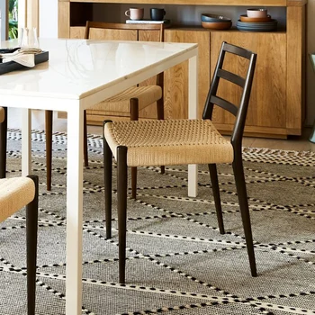 İskandinav Minimalist Sandalye Deri Yemek tasarım sandalye Rahatlatıcı Ahşap Tabure yemek odası masası sandalye Seti yemek odası mobilyası