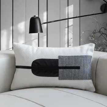 Marka Yeni Lüks Siyah Beyaz Modern Tasarım Deri Ev kanepe minder örtüsü Bel Yastık Çekirdeksiz Oturma Odası Yatak Odası