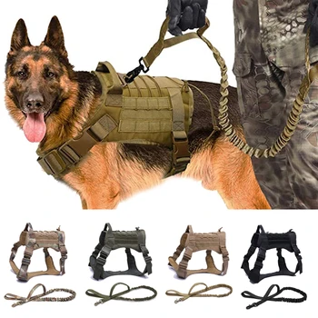 Taktik köpekler için yelek tasma Askeri Hizmet Köpek Koşum Tasma Seti Molle Pet eğitim yeleği Orta Büyük Köpekler İçin Alman Çoban