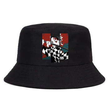 Kimetsu Hiçbir Yaiba Yaz Şapka Erkekler / kadınlar iblis avcısı Panama bob kova şapka Kap Tasarım Düz Vizör Harajuku Anime Balıkçı şapka