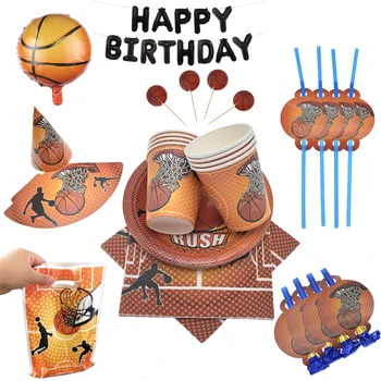Basketbol Tema Doğum Günü partisi Süslemeleri çocuklar Favori Spor Kağıt Peçeteler Bardaklar Balon Seti Bebek Duş Erkek Parti Malzemeleri