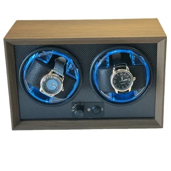 Saat zembereği Rolex Otomatik Saatler İki Yuvaları Vitrin Zinciri Watchwinder Kutusu Yeni Mavi led ışık 5 Vites Ayarı