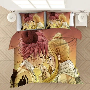 Anime PERİ KUYRUK Yorgan nevresim takımı çocuk Beddingset çarşaf Yorgan yatak çarşaf kılıfı Yastık Kılıfı