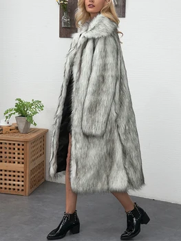 Taklit Kürk Ceket Kadınlar Kış 2023 Sonbahar Slim Fit Kalın Bayanlar Sıcak Uzun Ceket Kürk Ceket Oyuncak Peluş Dış Giyim Cep Palto