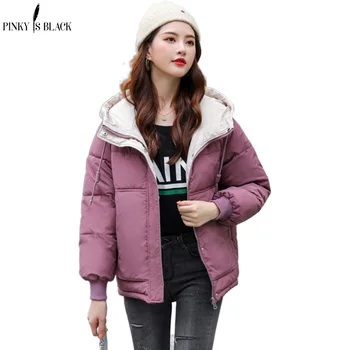 PinkyIsBlack Yeni Kısa Parka Kadınlar 2020 Kar Giyim Kış Ceket Kadın Mont Kapşonlu Bayan Ceket Kadın Kalın Pamuklu kapitone ceket