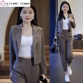 Tek / Set 2023 Kore Bahar Moda Kısa Takım Elbise Takım Elbise Seti kadın Yeni Moda Küçük Takım Elbise Pantolon İki Parçalı Set Moda