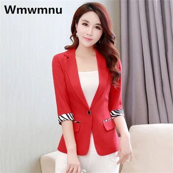 Kore İnce Yaz Temel Çizgisiz Blazer Mont 3/4 Kollu günlük giysi Ceketler Resmi Ofis Bayan Zarif İş Elbisesi Kadın Dış Giyim