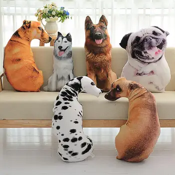 3D Simüle Köpek Şekli peluş kırlent Sevimli Viraj Köpek Baskılı kırlent Gerçekçi Hayvan Komik Köpek Çıkarılabilir Kapaklı