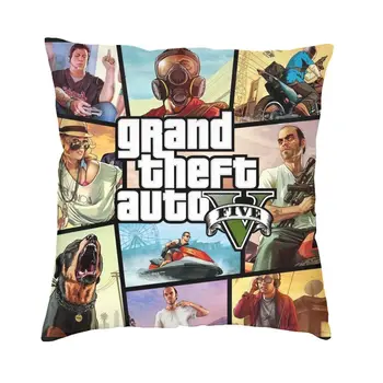 Gta5 Yardımcısı Şehir Grand Theft Auto Atmak Yastık Kılıfı Kanepe Macera Oyunu minder örtüsü Yastık Kılıfı Şeftali Cilt Çift taraflı Baskı