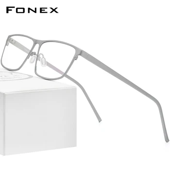 FONEX Saf Titanyum Gözlük Çerçevesi Erkekler Reçete Gözlük Erkekler için Kare Gözlük Erkek Miyopi gözlük çerçeveleri Gözlük 871