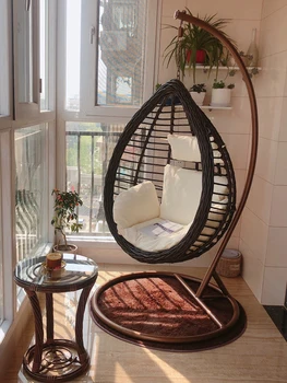 Sandalye Eğlence Asılı Sepet Hasır Tek Sallanan Ev Tembel Hamak Kapalı Balkon Bahçe Küçük Beşik Sandalye Veranda