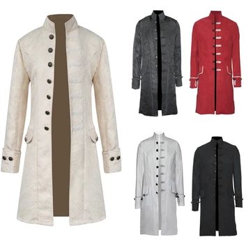 Erkekler Retro Gotik Steampunk Ceket Erkek Victoria Sabah Rop Trençkot Palto Ceketler erkek Rahat Rüzgarlık Giyim